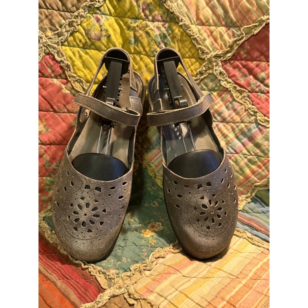 Naot Matai Gray Metallic Suede Leather Mary Jane Shoes Size 40